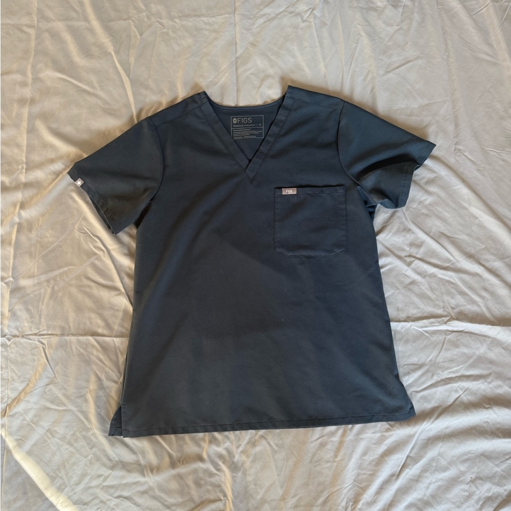 Figs blue gray Catarina one pocket scrub top medium